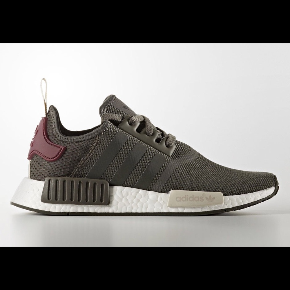 Adidas-Women’s NMD- olive green/maroon- size:8 1/2